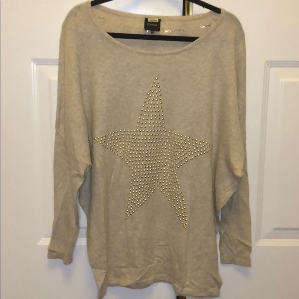 Cliche Tan Brown Sweater with gold beaded star